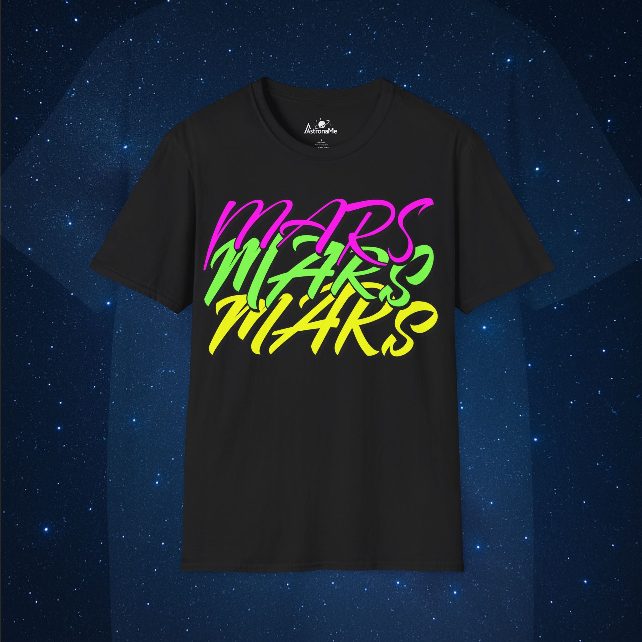 Mars Retro Neon Planet Space T-Shirt