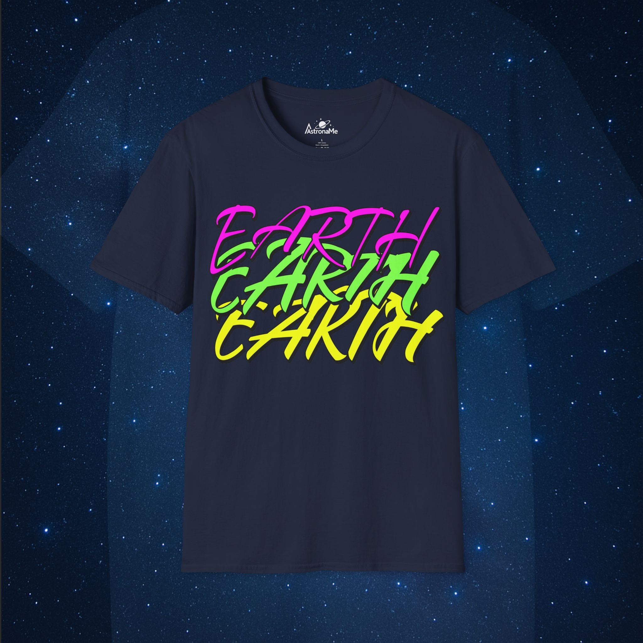 Earth Retro Neon Planet Space T-Shirt