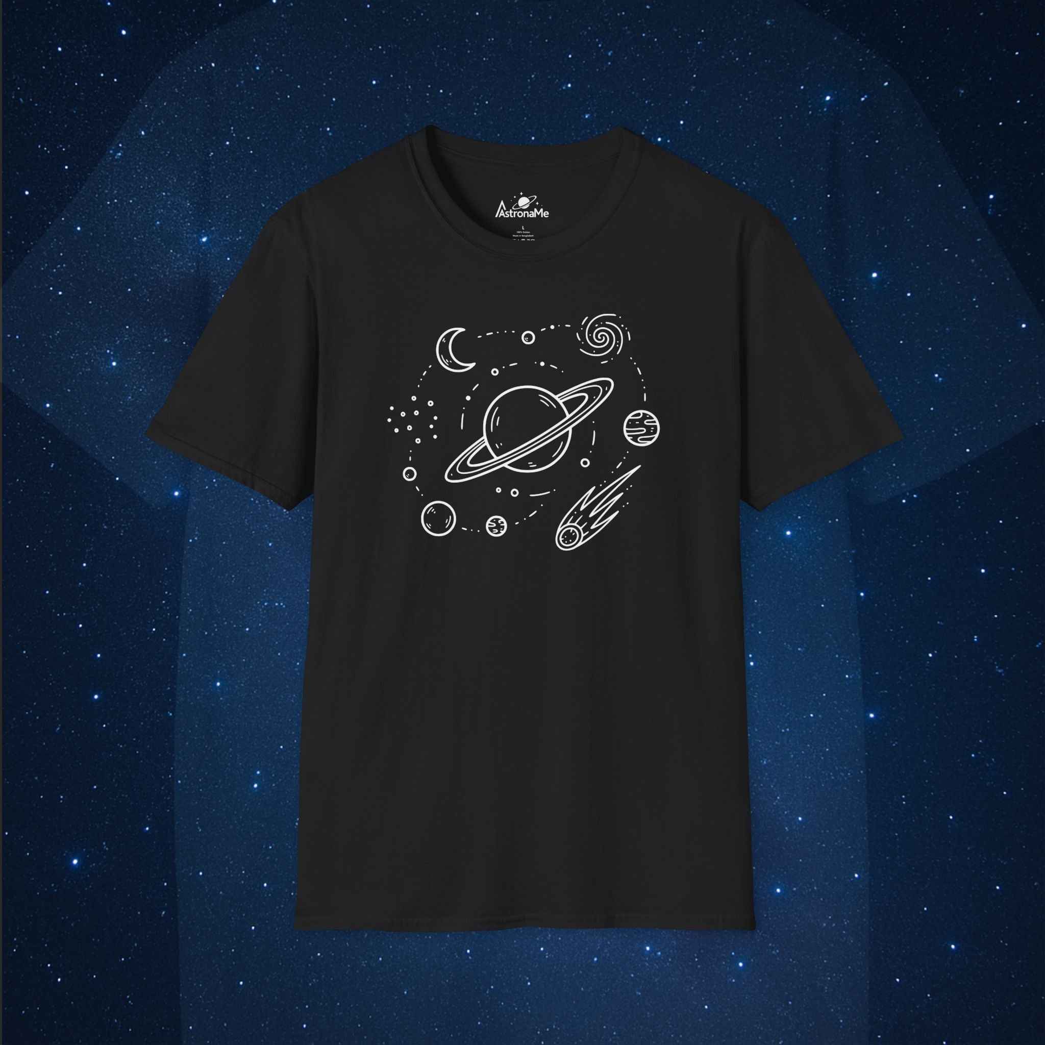 Space Minimal Saturn Doodle T-Shirt