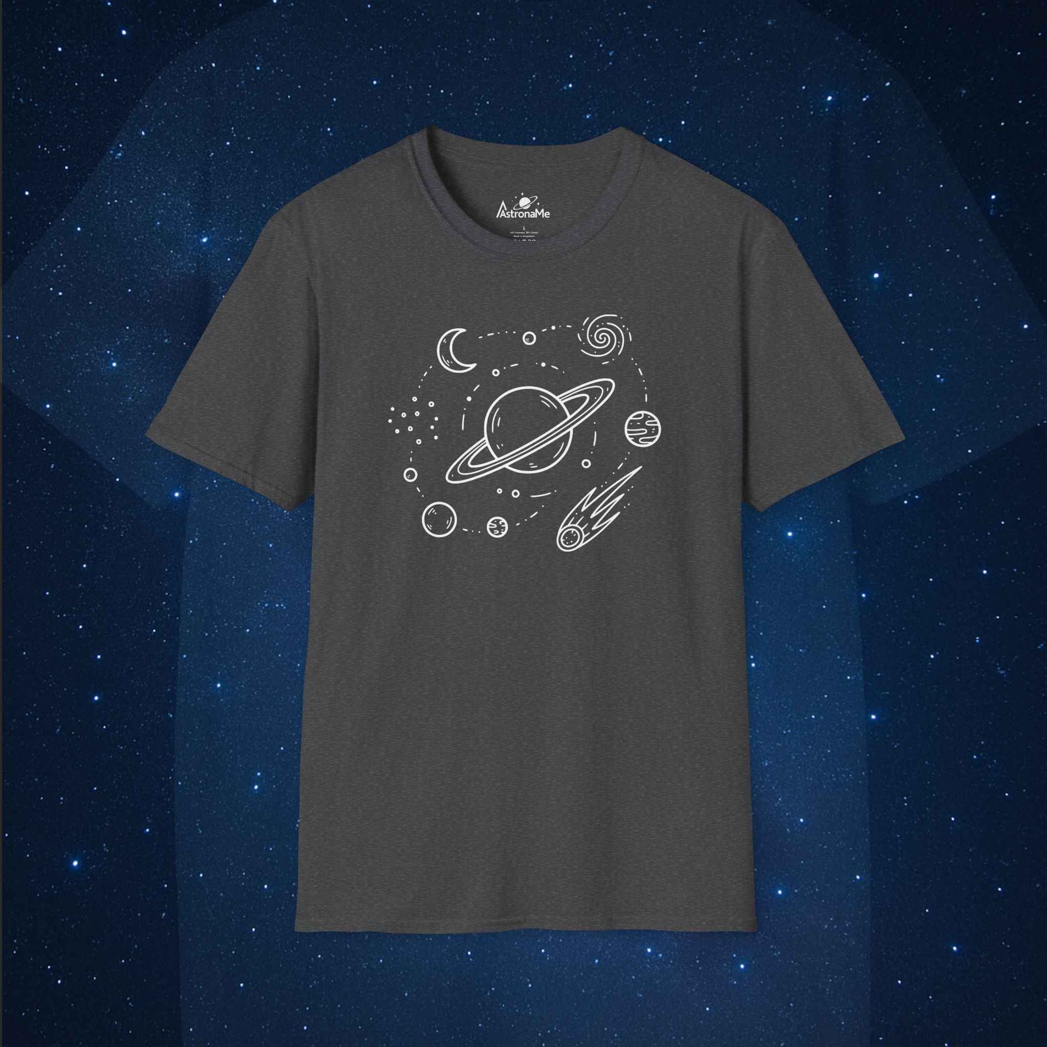 Space Minimal Saturn Doodle T-Shirt
