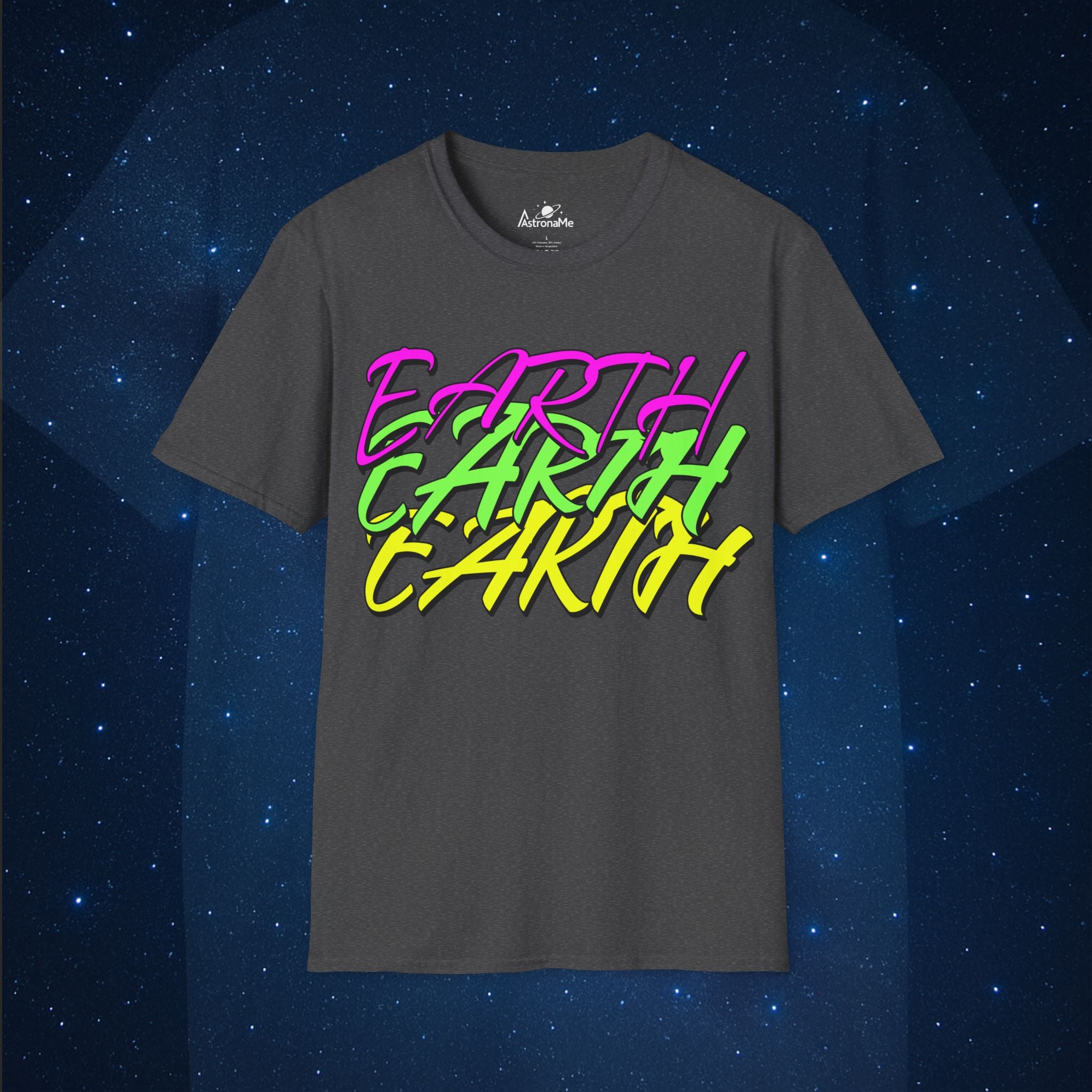 Earth Retro Neon Planet Space T-Shirt