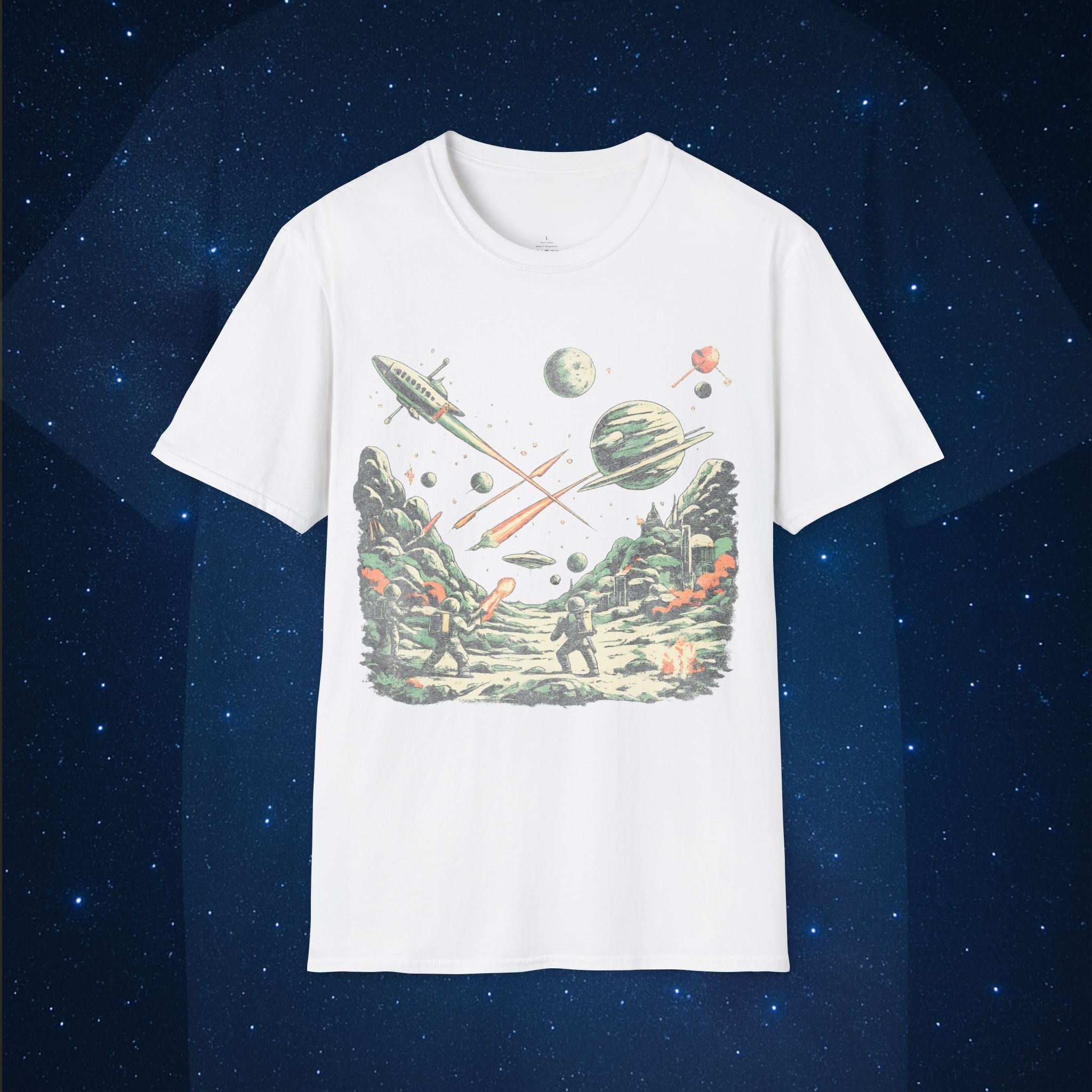 Retro Sci-Fi Space Battle T-Shirt