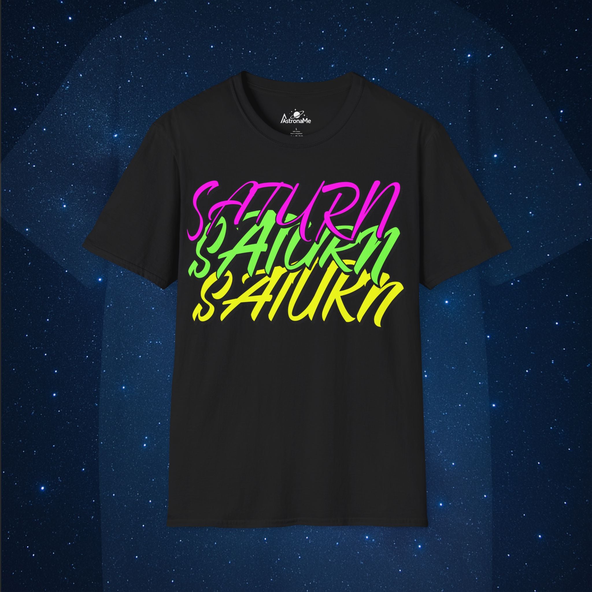 Saturn Retro Neon Planet Space T-Shirt