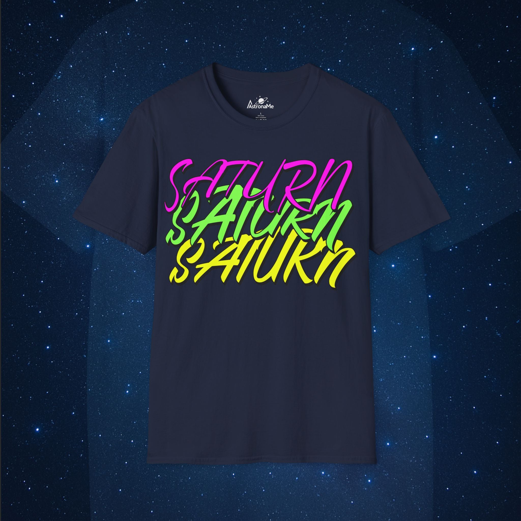 Saturn Retro Neon Planet Space T-Shirt