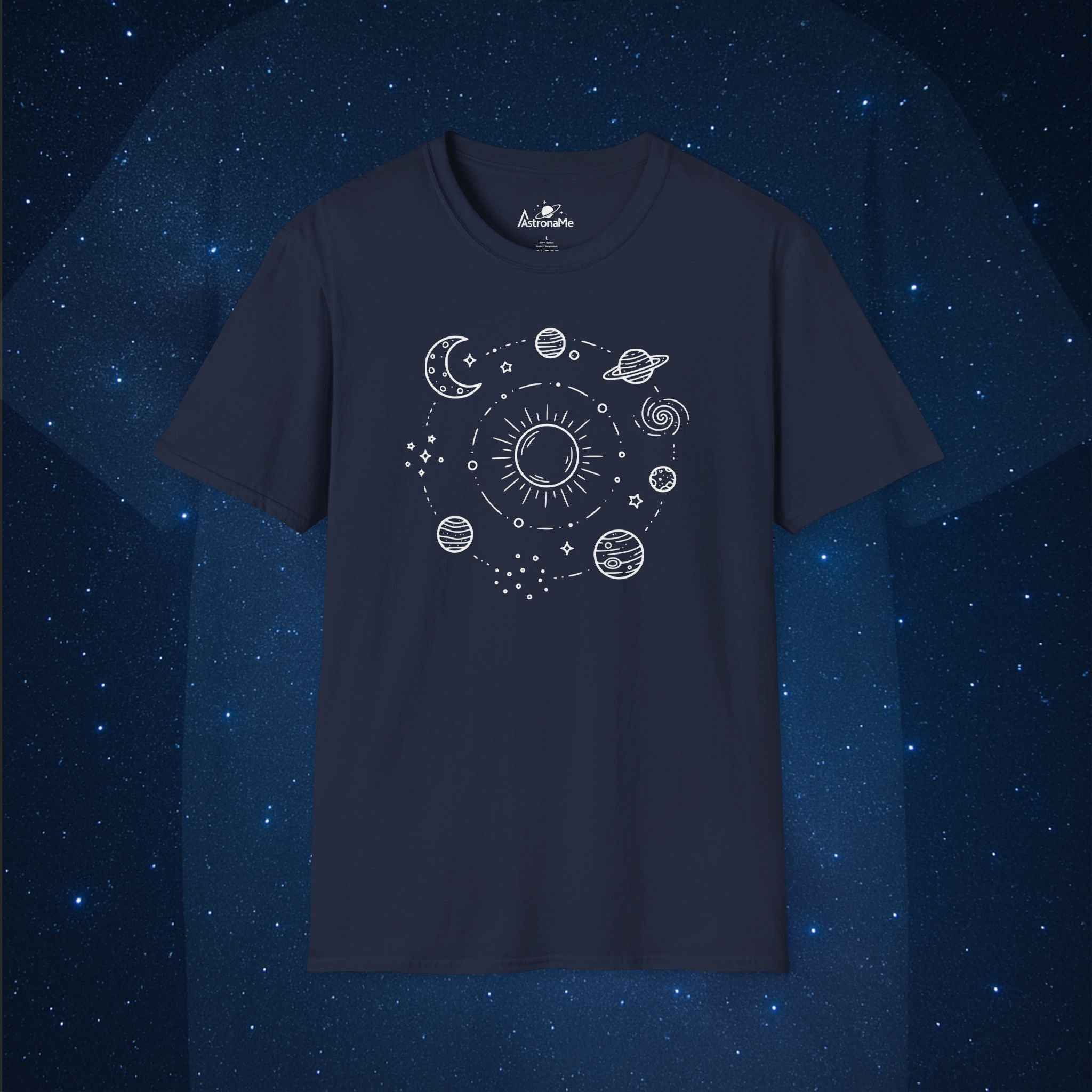 Space Minimal Sun Doodle T-Shirt