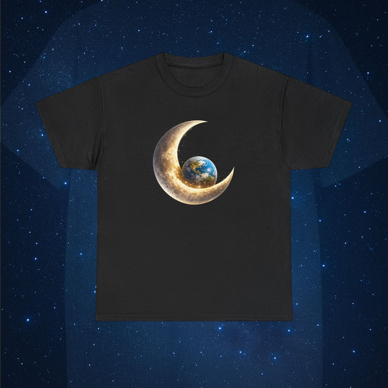 Crescent Moon Cradling Earth T-Shirt