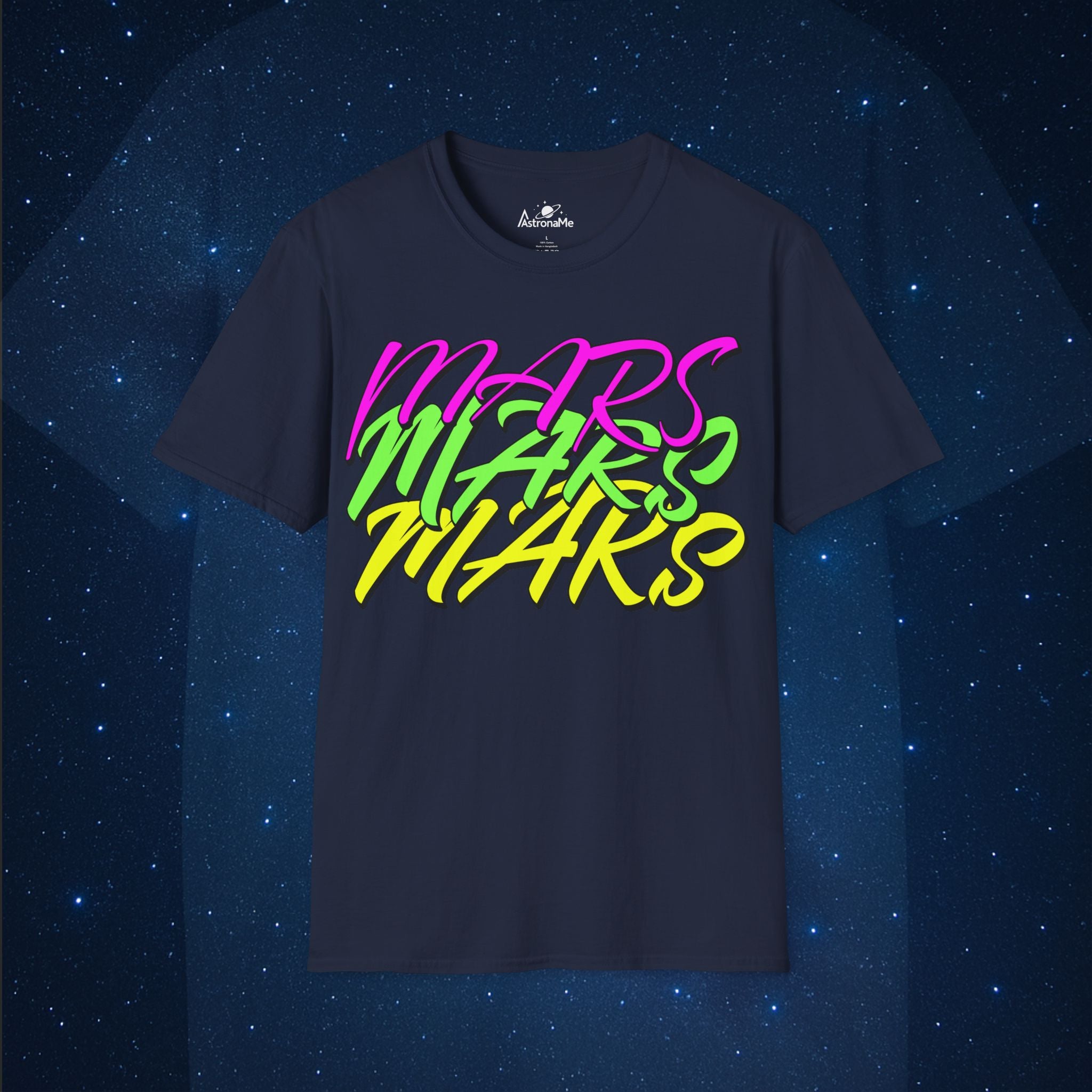Mars Retro Neon Planet Space T-Shirt