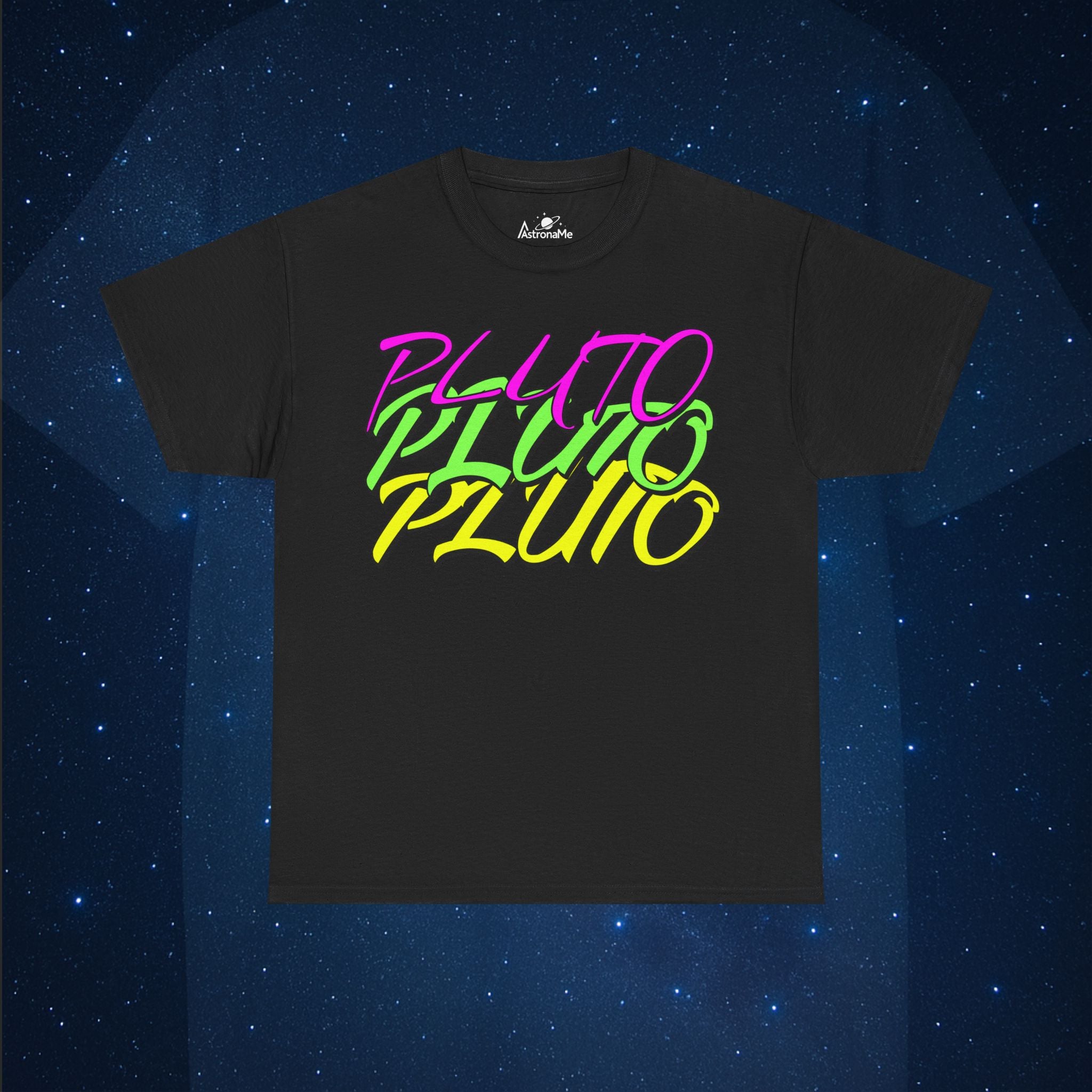 Pluto Retro Neon Planet Space T-Shirt