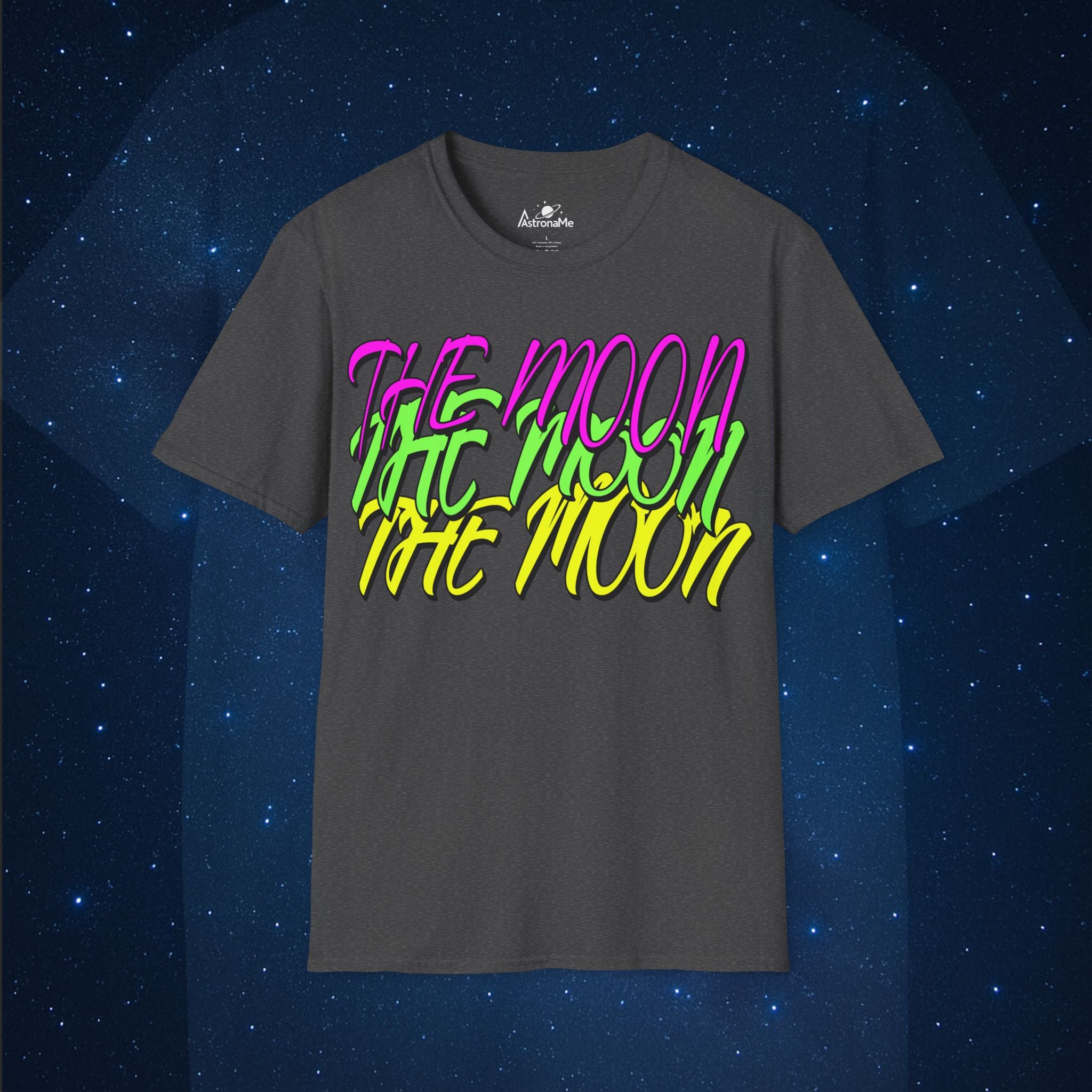 The Moon Retro Neon Planet Space T-Shirt