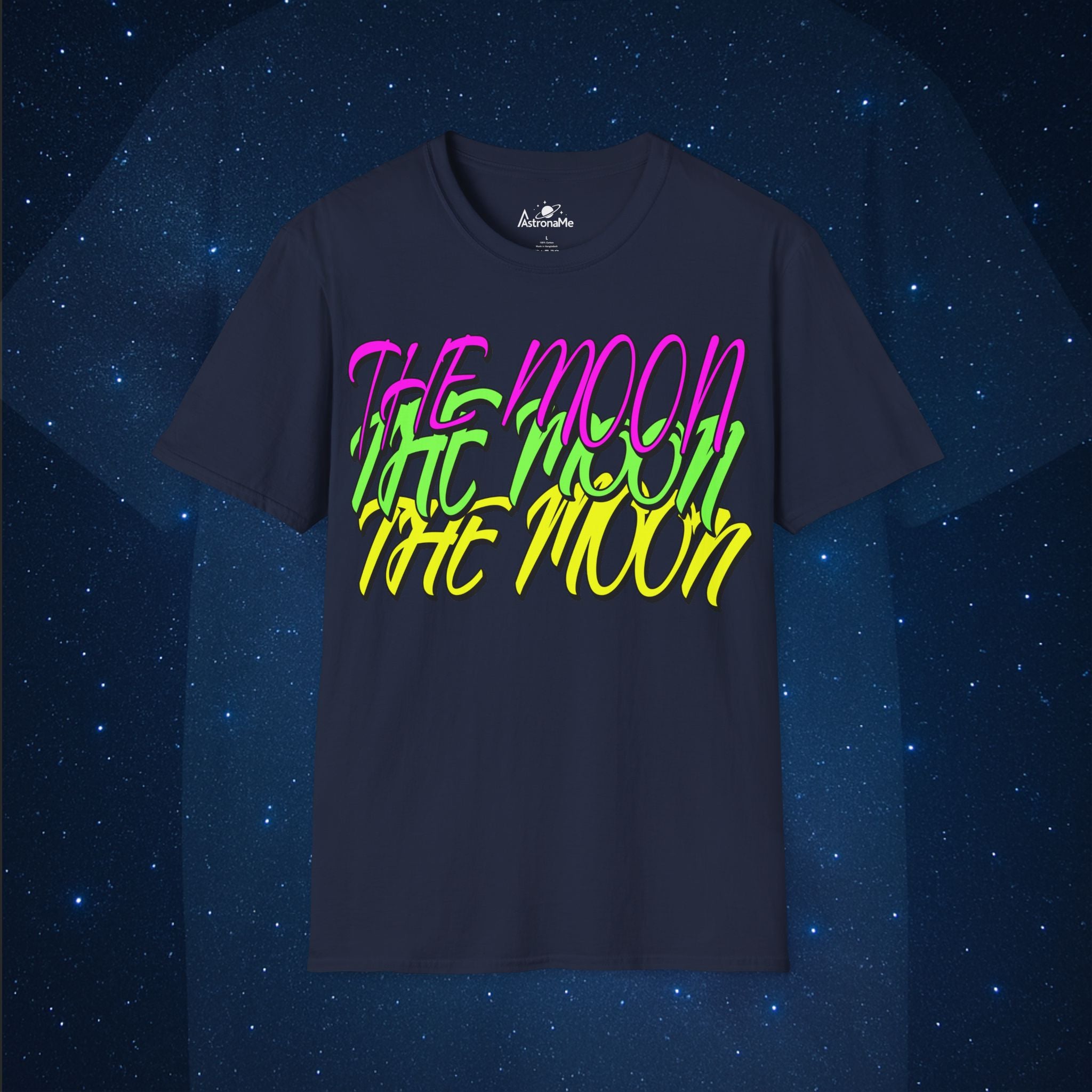 The Moon Retro Neon Planet Space T-Shirt