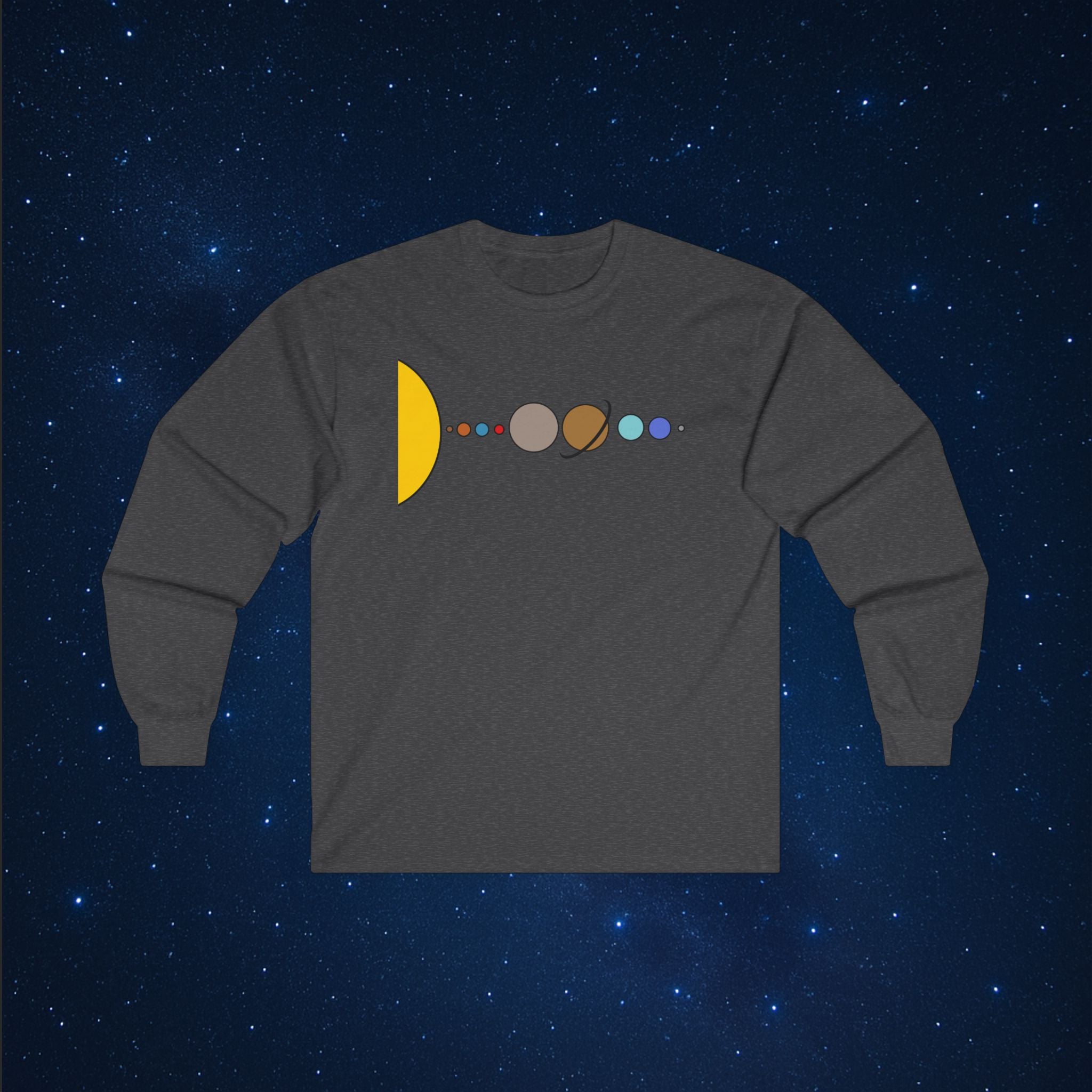 Solar System Flat - 2005 Pluto Edition Long Sleeve T-Shirt