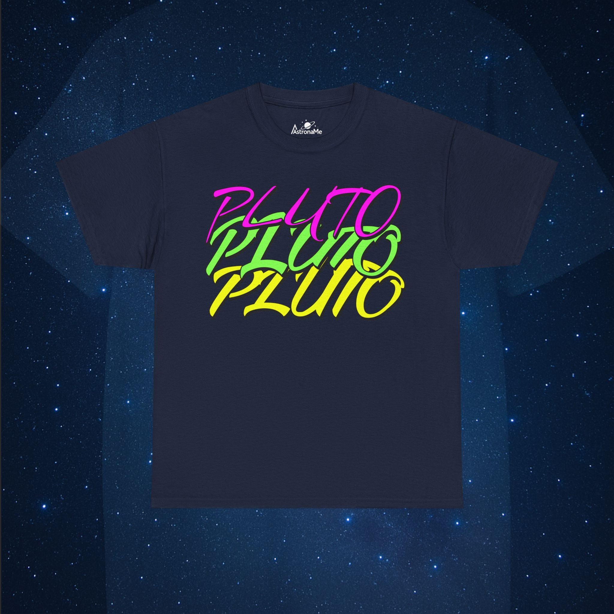 Pluto Retro Neon Planet Space T-Shirt