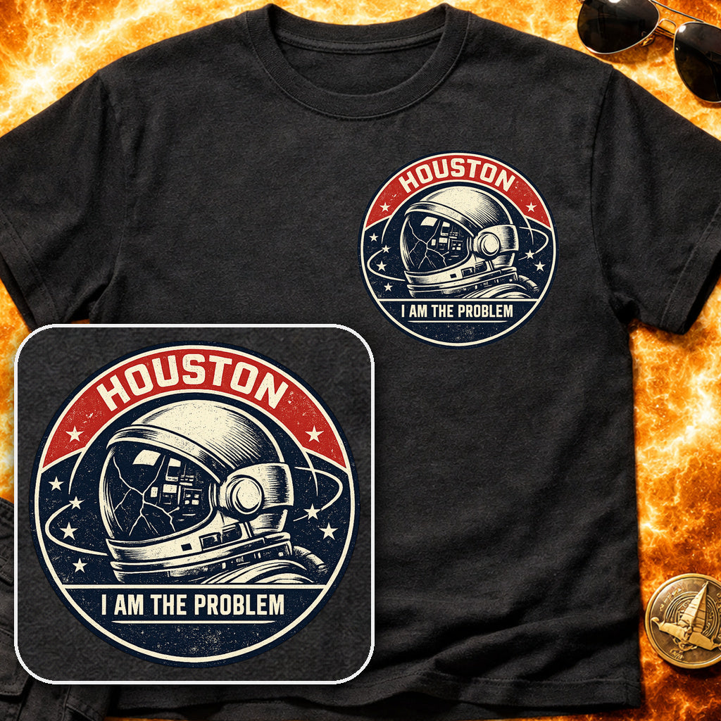 Houston I am the Problem Helmet Pocket Patch T-Shirt