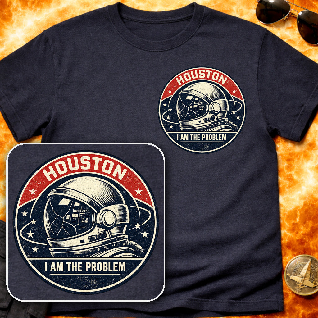 Houston I am the Problem Helmet Pocket Patch T-Shirt