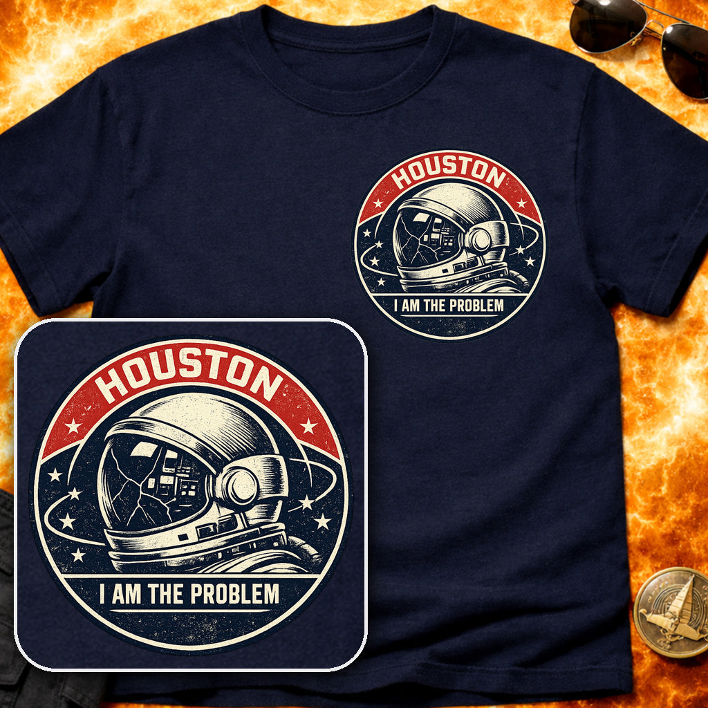 Houston I am the Problem Helmet Pocket Patch T-Shirt