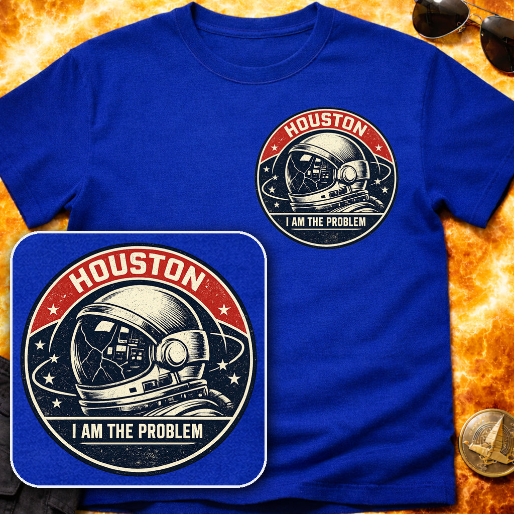 Houston I am the Problem Helmet Pocket Patch T-Shirt